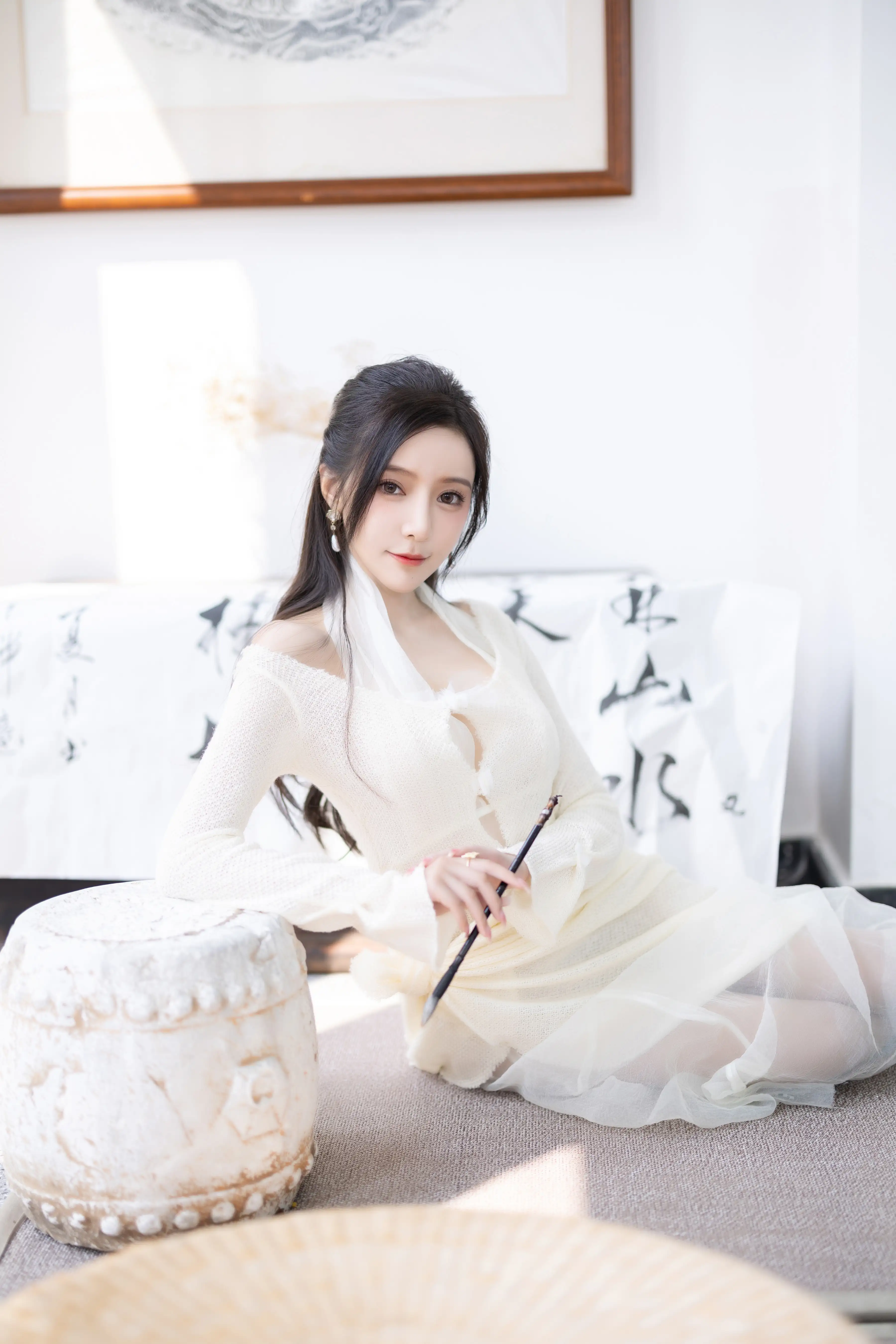 王馨瑶_NO.021_内购无水印_NO.5846_白色连衣裙_字画_ - M940.COM 内部私购-第4张